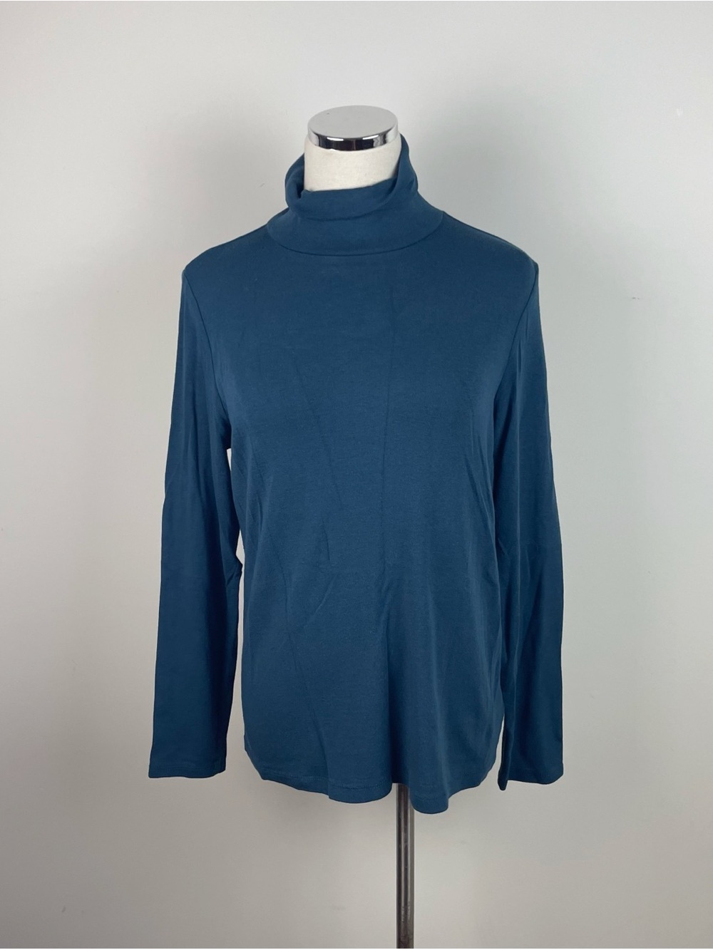 Cynthia Rowley Solid Blue Turtleneck Sweater Top Women Large Lightweight